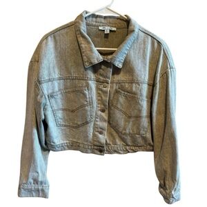 She + Sky Cropped Denim Jacket Sz L